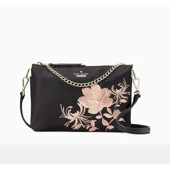 Kate Spade Dawn Place Embroidered Flower Madelyne Chain Crossbody Bag NWT $269